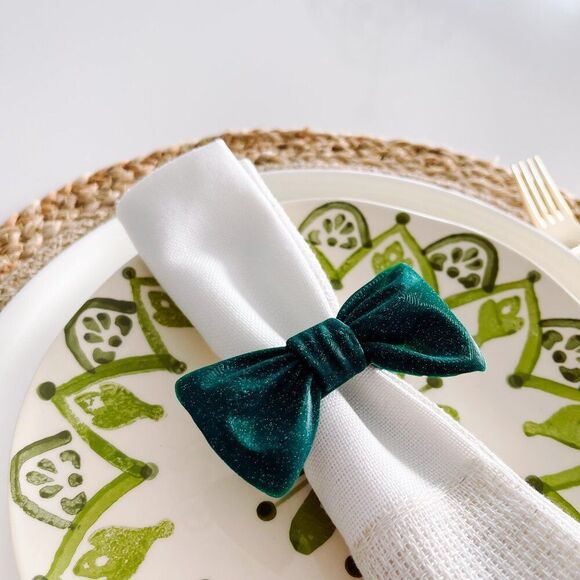 Stylish Bow Napkin Rings – Pine Green Handmade - Wedding Party Event Planner - Picture 5 of 14
